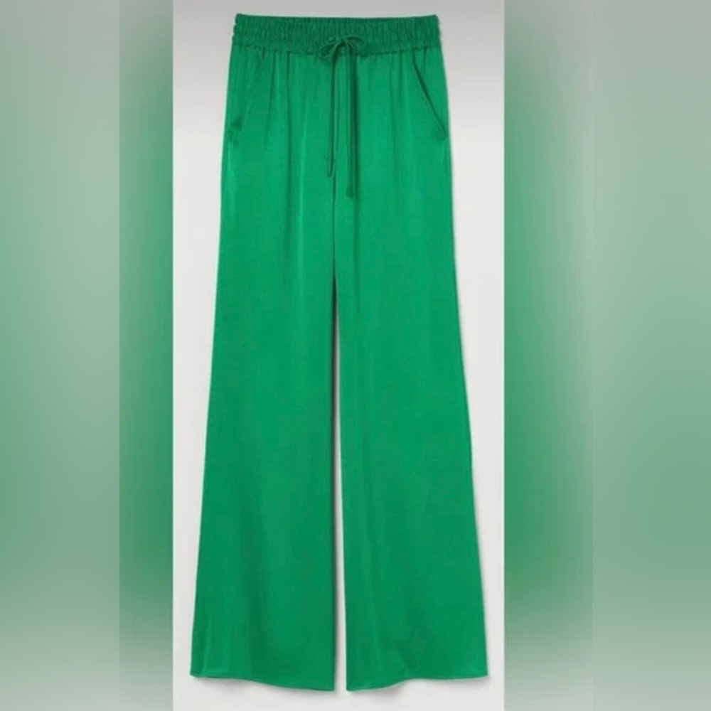 H&M satin high waisted wide leg green pants. Size
4. Never Worn 
H&M